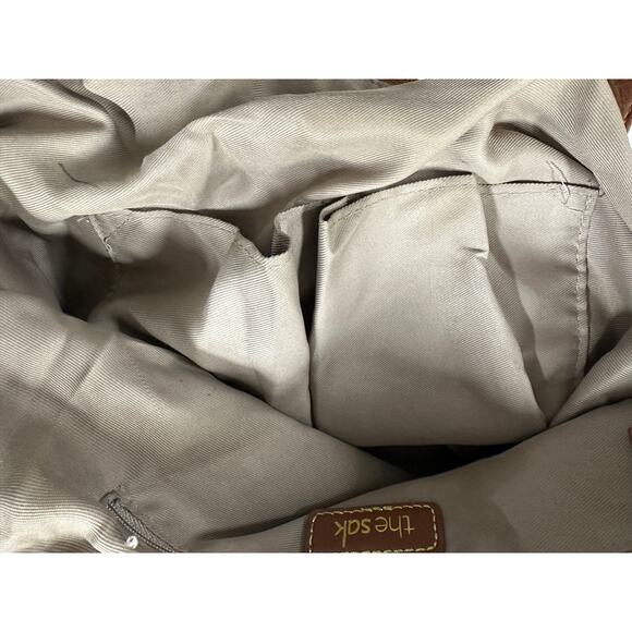 THE SAK BAG Large Zipper Crocheted Leather Trim Cream Gray - Picture 10 of 16